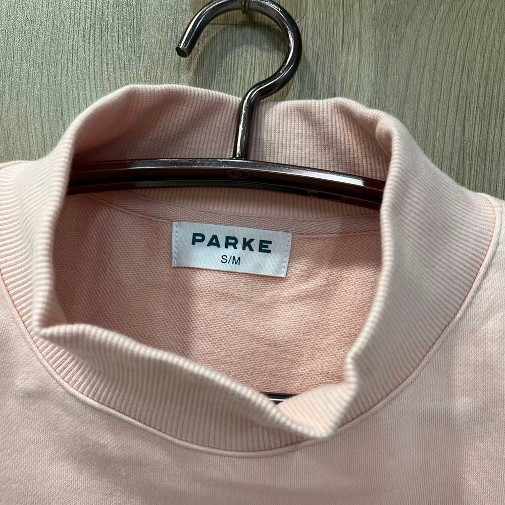 PARKE Light Pink Mock Neck Varsity Sweatshirt - Picture 4 of 6